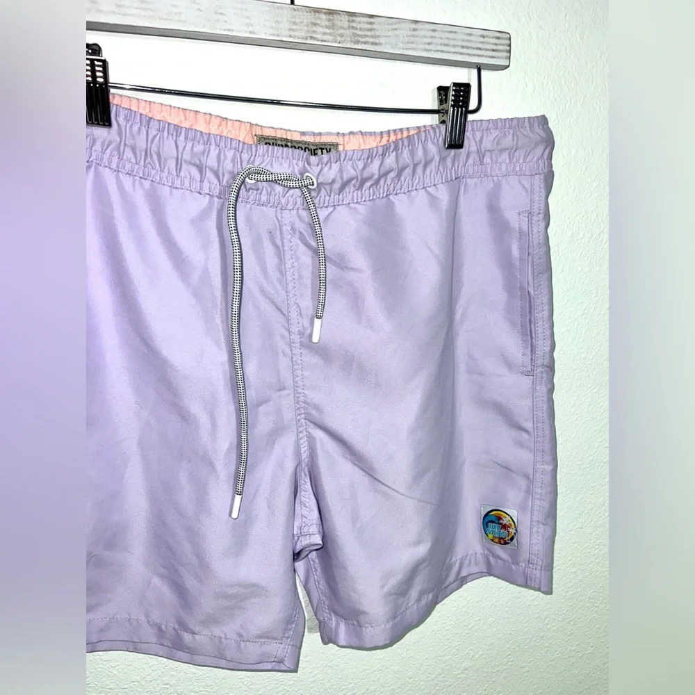 SURF SOCIETY Men's Swim Shorts Purple Board Shorts Large